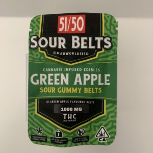 51/50 Sour Belts Gummies Green Apple 1000mg