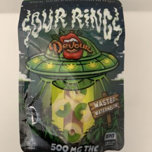 Devour Sour Rings Wasted Watermelon Gummies 500mg