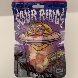 Devour Sour Rings Pink Lemonade Gummies 500mg
