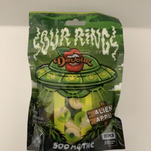 Devour Sour Rings Alien Apple Gummies 500mg